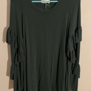 Long sleeve, green cocktail dress